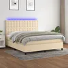 Image de vidaXL Sommier tapissier avec matelas et LED Crème 180x200 cm Tissu
