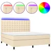 Image de vidaXL Sommier tapissier avec matelas et LED CrÃ¨me 180x200 cm Tissu