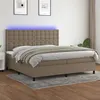 Image de vidaXL Sommier à lattes de lit et matelas et LED Taupe 200x200cm Tissu