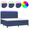 Image de vidaXL Sommier tapissier et matelas et LED Bleu 200x200 cm Tissu