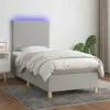 Image de vidaXL Sommier à lattes de lit avec matelas et LED Gris clair 90x190cm