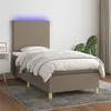 Image de vidaXL Sommier à lattes de lit et matelas et LED Taupe 90x190 cm Tissu