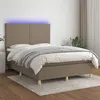 Image de vidaXL Sommier à lattes de lit et matelas et LED Taupe 140x190cm Tissu