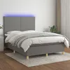 Image de vidaXL Vidaxl Sommier Tapissier Et Matelas Et Led Gris Foncé 140x200 Cm Tissu