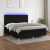 Image de vidaXL Sommier à lattes de lit et matelas et LED Noir 160x200 cm Tissu