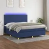 Image de vidaXL Sommier tapissier avec matelas et LED Bleu 160x200 cm Tissu