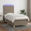 Image de vidaXL Sommier à lattes de lit et matelas et LED Taupe 100x200cm Tissu