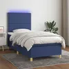 Image de vidaXL Sommier à lattes de lit et matelas et LED Bleu 100x200 cm Tissu3135339