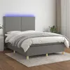 Image de vidaXL Sommier à lattes de lit et matelas et LED Gris foncé 140x190 cm