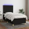 Image de vidaXL Sommier à lattes de lit et matelas et LED Noir 80x200cm Tissu
