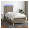 Image de vidaXL Sommier à lattes de lit et matelas et LED Taupe 90x190 cm Tissu