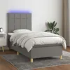 Image de vidaXL Sommier à lattes de lit et matelas et LED Gris foncé 90x200 cm