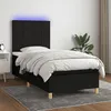 Image de vidaXL Sommier tapissier avec matelas et LED Noir 90x200 cm Tissu