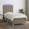 Image de vidaXL Sommier à lattes de lit et matelas et LED Taupe 100x200cm Tissu
