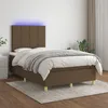 Image de vidaXL Sommier tapissier matelas et LED Marron foncÃ© 120x200 cm Tissu