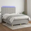 Image de vidaXL Vidaxl Sommier Tapissier Et Matelas Et Led Gris Clair 140x190 Cm Tissu