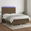 Image de vidaXL Sommier à lattes de lit matelas et LED Marron foncé 140x190 cm