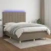 Image de vidaXL Sommier tapissier avec matelas et LED Taupe 140x190 cm Tissu