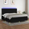 Image de vidaXL Sommier à lattes de lit et matelas et LED Noir 200x200 cm Tissu