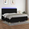Image de vidaXL Sommier tapissier et matelas et LED Noir 200x200 cm Tissu