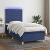 Image de vidaXL Sommier à lattes de lit et matelas et LED Bleu 80x200 cm Tissu