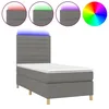 Image de vidaXL Sommier tapissier avec matelas et LED Gris foncÃ© 90x200cm Tissu
