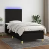 Image de vidaXL Sommier tapissier avec matelas et LED Noir 90x200 cm Tissu