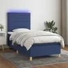 Image de vidaXL Sommier à lattes de lit et matelas et LED Bleu 90x200 cm Tissu