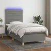 Image de vidaXL Sommier à lattes de lit et matelas et LED Gris foncé 100x200 cm