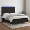 Image de vidaXL Sommier à lattes de lit et matelas et LED Noir 140x200 cm Tissu