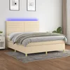 Image de vidaXL Sommier à lattes de lit et matelas et LED Crème 160x200cm Tissu