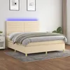 Image de vidaXL Sommier tapissier avec matelas et LED CrÃ¨me 160x200 cm Tissu