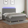 Image de vidaXL Sommier tapissier et matelas et LED Gris foncÃ© 180x200 cm Tissu