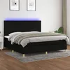 Image de vidaXL Sommier à lattes de lit et matelas et LED Noir 200x200 cm Tissu