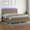 Image de vidaXL Sommier à lattes de lit et matelas et LED Taupe 200x200cm Tissu