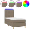 Image de vidaXL Sommier tapissier avec matelas et LED Taupe 80x200cm Tissu