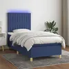 Image de vidaXL Sommier à lattes de lit et matelas et LED Bleu 80x200cm Tissu