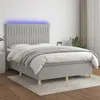 Image de vidaXL Vidaxl Sommier Tapissier Et Matelas Et Led Gris Clair 140x190 Cm Tissu