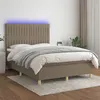 Image de vidaXL Sommier à lattes de lit et matelas et LED Taupe 140x190cm Tissu