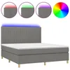 Image de vidaXL Sommier tapissier et matelas et LED Gris foncÃ© 160x200 cm Tissu