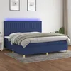Image de vidaXL Sommier à lattes de lit et matelas et LED Bleu 200x200 cm Tissu
