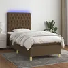 Image de vidaXL Sommier à lattes de lit et matelas et LED Marron foncé 80x200cm