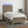 Image de vidaXL Sommier tapissier avec matelas et LED Taupe 90x190 cm Tissu