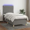 Image de vidaXL Sommier à lattes de lit et matelas et LED Gris foncé 90x200cm
