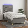 Image de vidaXL Sommier tapissier avec matelas et LED Gris foncÃ© 90x200cm Tissu