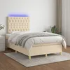 Image de vidaXL Sommier tapissier avec matelas et LED CrÃ¨me 120x200 cm Tissu
