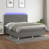 Image de vidaXL Sommier à lattes de lit et matelas et LED Gris foncé 160x200 cm