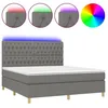 Image de vidaXL Sommier tapissier et matelas et LED Gris foncÃ© 160x200 cm Tissu