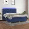 Image de vidaXL Sommier à lattes de lit et matelas et LED Bleu 180x200 cm Tissu