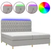 Image de vidaXL Sommier tapissier matelas et LED Gris clair 200x200 cm Tissu